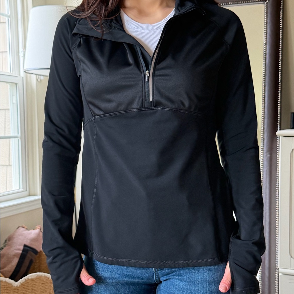 Black Half-Zip Long Sleeve Women's Top